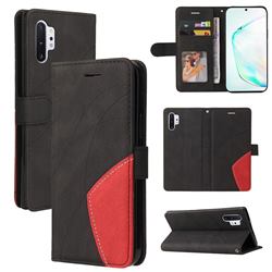 Luxury Two-color Stitching Leather Wallet Case Cover for Samsung Galaxy Note 10 Pro (6.75 inch) / Note 10+ - Black