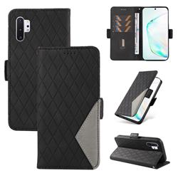 Grid Pattern Splicing Protective Wallet Case Cover for Samsung Galaxy Note 10 Pro (6.75 inch) / Note 10+ - Black