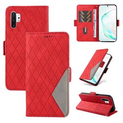 Grid Pattern Splicing Protective Wallet Case Cover for Samsung Galaxy Note 10 Pro (6.75 inch) / Note 10+ - Red