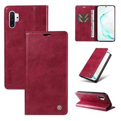 YIKATU Litchi Card Magnetic Automatic Suction Leather Flip Cover for Samsung Galaxy Note 10 Pro (6.75 inch) / Note 10+ - Wine Red