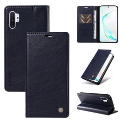 YIKATU Litchi Card Magnetic Automatic Suction Leather Flip Cover for Samsung Galaxy Note 10 Pro (6.75 inch) / Note 10+ - Navy Blue