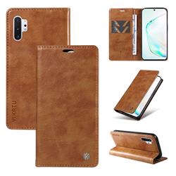 YIKATU Litchi Card Magnetic Automatic Suction Leather Flip Cover for Samsung Galaxy Note 10 Pro (6.75 inch) / Note 10+ - Brown