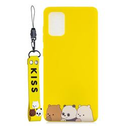 Yellow Bear Family Soft Kiss Candy Hand Strap Silicone Case for Samsung Galaxy Note 20