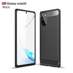 Luxury Carbon Fiber Brushed Wire Drawing Silicone TPU Back Cover for Samsung Galaxy Note 20 - Black