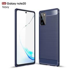 Luxury Carbon Fiber Brushed Wire Drawing Silicone TPU Back Cover for Samsung Galaxy Note 20 - Navy