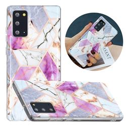 Purple and White Painted Marble Electroplating Protective Case for Samsung Galaxy Note 20
