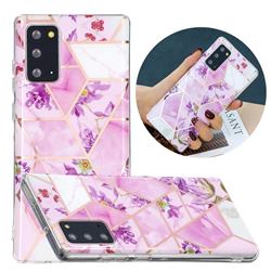 Purple Flower Painted Marble Electroplating Protective Case for Samsung Galaxy Note 20