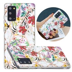 Tropical Rainforest Flower Painted Marble Electroplating Protective Case for Samsung Galaxy Note 20