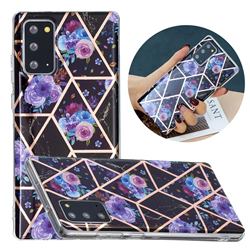 Black Flower Painted Marble Electroplating Protective Case for Samsung Galaxy Note 20
