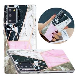 Pink and Black Painted Marble Electroplating Protective Case for Samsung Galaxy Note 20