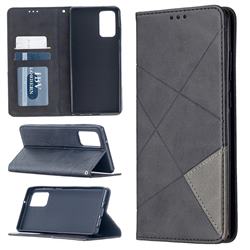 Prismatic Slim Magnetic Sucking Stitching Wallet Flip Cover for Samsung Galaxy Note 20 - Black