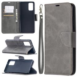 Classic Sheepskin PU Leather Phone Wallet Case for Samsung Galaxy Note 20 - Gray