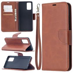 Classic Sheepskin PU Leather Phone Wallet Case for Samsung Galaxy Note 20 - Brown