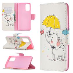 Umbrella Elephant Leather Wallet Case for Samsung Galaxy Note 20