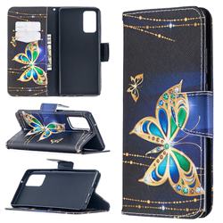 Golden Shining Butterfly Leather Wallet Case for Samsung Galaxy Note 20