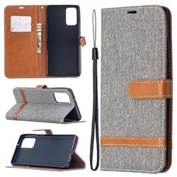 Jeans Cowboy Denim Leather Wallet Case for Samsung Galaxy Note 20 - Gray