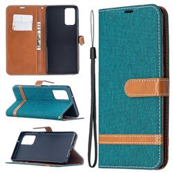 Jeans Cowboy Denim Leather Wallet Case for Samsung Galaxy Note 20 - Green