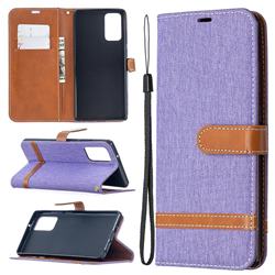 Jeans Cowboy Denim Leather Wallet Case for Samsung Galaxy Note 20 - Purple