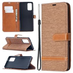 Jeans Cowboy Denim Leather Wallet Case for Samsung Galaxy Note 20 - Brown