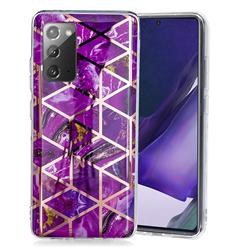Purple Rhombus Galvanized Rose Gold Marble Phone Back Cover for Samsung Galaxy Note 20