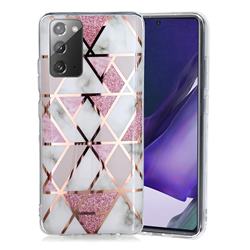 Pink Rhombus Galvanized Rose Gold Marble Phone Back Cover for Samsung Galaxy Note 20