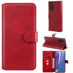 Retro Calf Matte Leather Wallet Phone Case for Samsung Galaxy Note 20 - Red