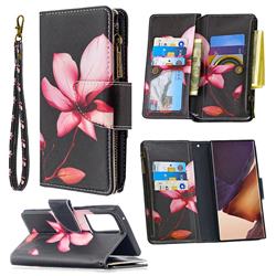 Lotus Flower Binfen Color BF03 Retro Zipper Leather Wallet Phone Case for Samsung Galaxy Note 20