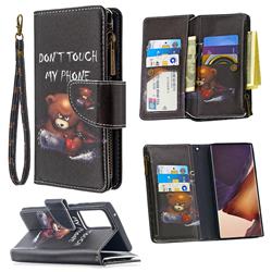 Chainsaw Bear Binfen Color BF03 Retro Zipper Leather Wallet Phone Case for Samsung Galaxy Note 20