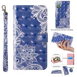White Lace 3D Painted Leather Wallet Case for Samsung Galaxy Note 20