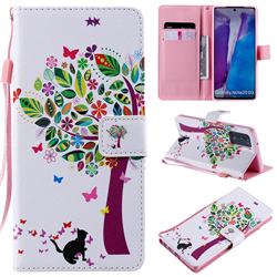 Cat and Tree PU Leather Wallet Case for Samsung Galaxy Note 20
