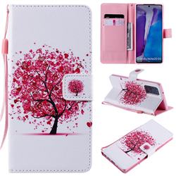 Colored Red Tree PU Leather Wallet Case for Samsung Galaxy Note 20