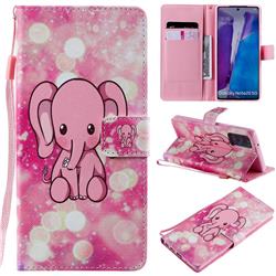 Pink Elephant PU Leather Wallet Case for Samsung Galaxy Note 20