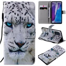 White Leopard PU Leather Wallet Case for Samsung Galaxy Note 20