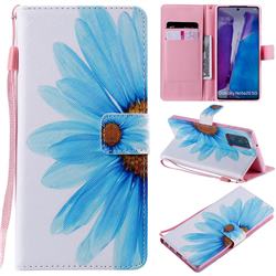 Blue Sunflower PU Leather Wallet Case for Samsung Galaxy Note 20