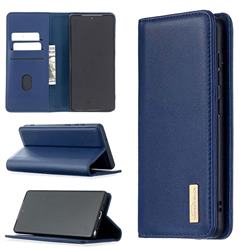 Binfen Color BF06 Luxury Classic Genuine Leather Detachable Magnet Holster Cover for Samsung Galaxy Note 20 - Blue
