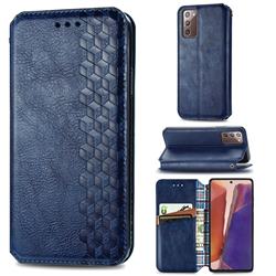 Ultra Slim Fashion Business Card Magnetic Automatic Suction Leather Flip Cover for Samsung Galaxy Note 20 - Dark Blue