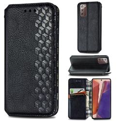 Ultra Slim Fashion Business Card Magnetic Automatic Suction Leather Flip Cover for Samsung Galaxy Note 20 - Black