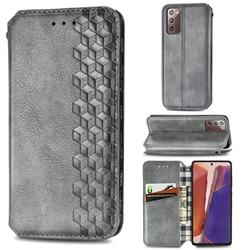 Ultra Slim Fashion Business Card Magnetic Automatic Suction Leather Flip Cover for Samsung Galaxy Note 20 - Grey