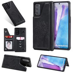 Luxury Tree and Cat Multifunction Magnetic Card Slots Stand Leather Phone Back Cover for Samsung Galaxy Note 20 - Black