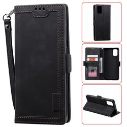 Luxury Retro Stitching Leather Wallet Phone Case for Samsung Galaxy Note 20 - Black