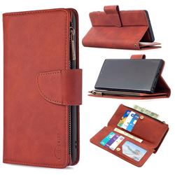 Binfen Color BF02 Sensory Buckle Zipper Multifunction Leather Phone Wallet for Samsung Galaxy Note 20 - Brown