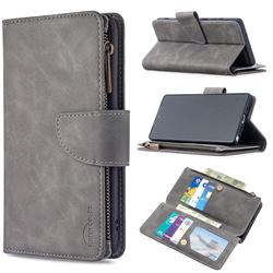 Binfen Color BF02 Sensory Buckle Zipper Multifunction Leather Phone Wallet for Samsung Galaxy Note 20 - Gray