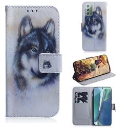 Snow Wolf PU Leather Wallet Case for Samsung Galaxy Note 20