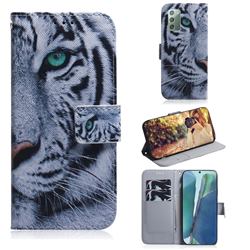 White Tiger PU Leather Wallet Case for Samsung Galaxy Note 20