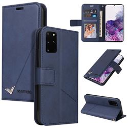 GQ.UTROBE Right Angle Silver Pendant Leather Wallet Phone Case for Samsung Galaxy Note 20 - Blue