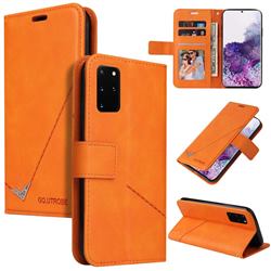 GQ.UTROBE Right Angle Silver Pendant Leather Wallet Phone Case for Samsung Galaxy Note 20 - Orange