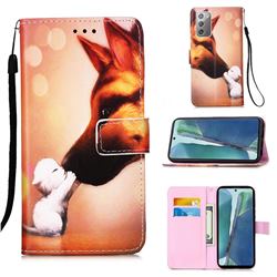 Hound Kiss Matte Leather Wallet Phone Case for Samsung Galaxy Note 20