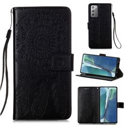 Embossing Dream Catcher Mandala Flower Leather Wallet Case for Samsung Galaxy Note 20 - Black