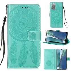 Embossing Dream Catcher Mandala Flower Leather Wallet Case for Samsung Galaxy Note 20 - Green