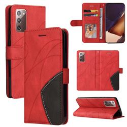 Luxury Two-color Stitching Leather Wallet Case Cover for Samsung Galaxy Note 20 - Red